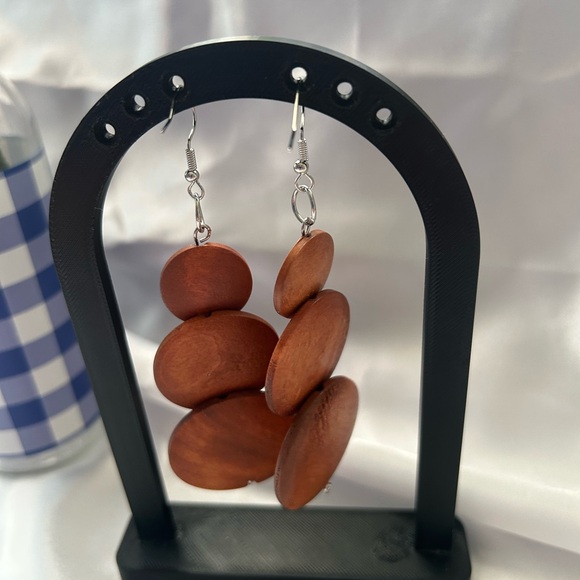 Chic Wooden Drop Earrings - Picture 3 of 3